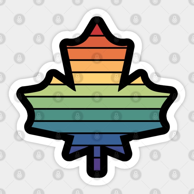 Muted Rainbow Gay Pride Horizon Maple Leaf Sticker by Muzehack